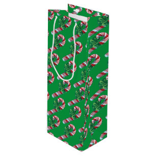 Vintage Candy Cane Wine Gift Bag