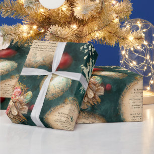 Vintage Candy, leaves and ornaments Christmas  Wrapping Paper