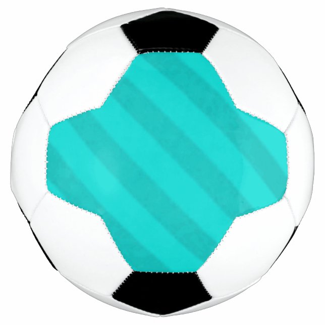 Vintage Candy Stripe Teal Peacock Aqua Soccer Ball (Front)