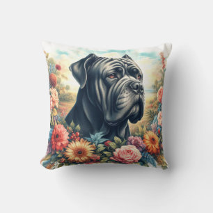 Vintage Cane Corso Dog Painting Throw Pillow