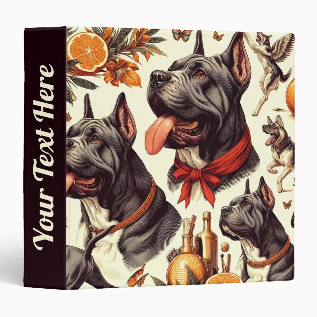 Vintage Cane Corso Illustration Binder (Front/Spine)