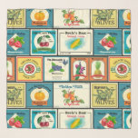 Vintage canned goods-Fruit labels Scarf<br><div class="desc">Vintage labels for canned fruit,  seamless pattern</div>