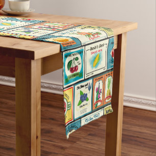Vintage canned goods-Fruit labels Short Table Runner