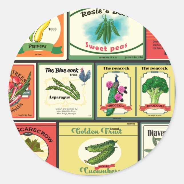 Vintage canned goods-Vegetables labels (Front)