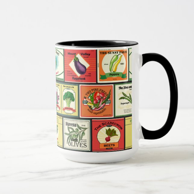 Vintage canned goods-Vegetables labels Mug (Right)