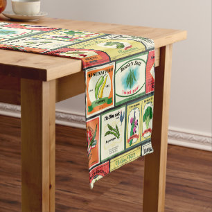 Vintage canned goods-Vegetables labels Short Table Runner