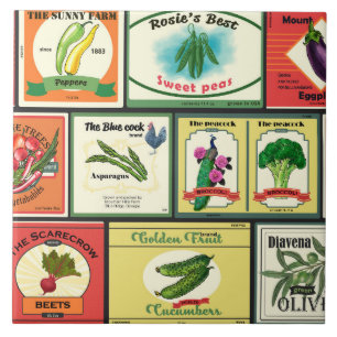 Vintage canned goods-Vegetables labels Tile