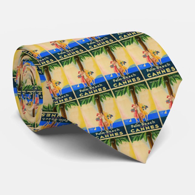 Vintage Cannes French Travel Tie (Rolled)