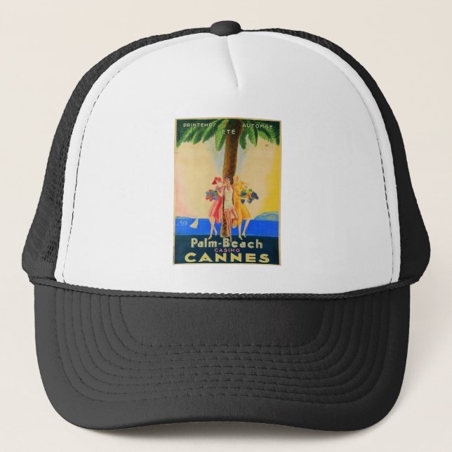 Vintage Cannes French Travel Trucker Hat (Front)
