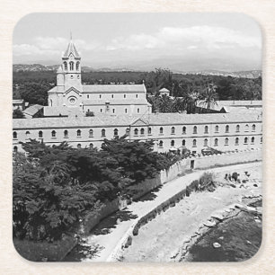 Vintage Cannes Saint-Honorat island monastery Square Paper Coaster