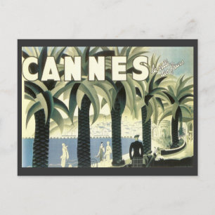 Vintage Cannes Travel Advertisement Postcard
