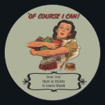 Vintage Canning Label Custom Personalized<br><div class="desc">"Of Course I Can!" Vintage Canning Label adapted from a World War Two rationing poster which promotes home Victory Gardens and self-reliance as a patriotic duty of American citizens during the Allied war effort Retro Label can be customized with your own text or left blank so that you can fill...</div>