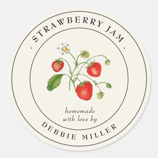 Vintage Canning Strawberry Jam Jar Labels  (Front)