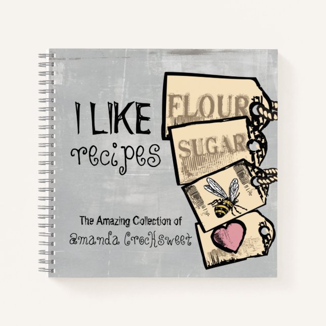 Vintage cannisters personalized recipe cookbook notebook (Front)