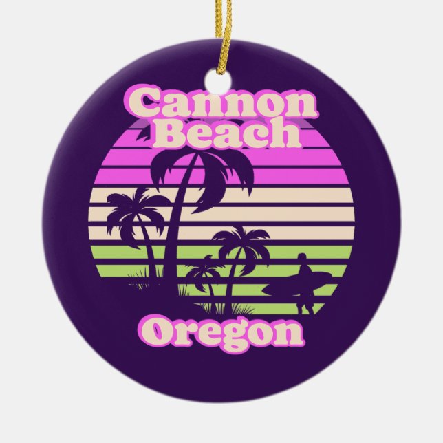 Vintage Cannon Beach Oregon Ceramic Ornament (Front)