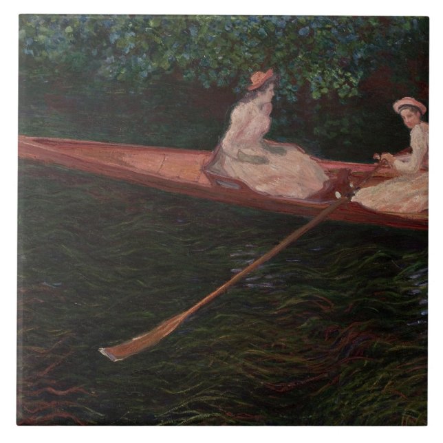 Vintage Canoe on the Epte Claude Monet Tile (Front)