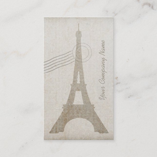 Vintage Canvas Eiffel Tower Travel - Business Card (Front)