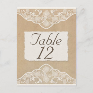 Vintage Canvas, Paper & Lace Look Table Number Postcard