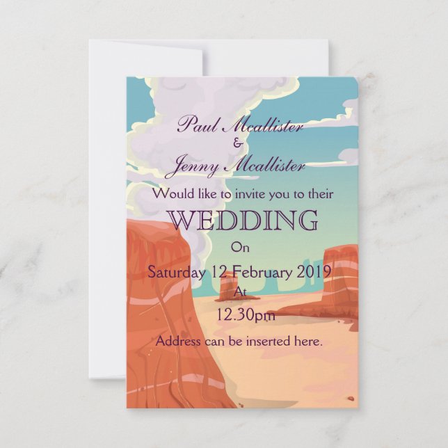 Vintage Canyon drink Wedding invite (Front)