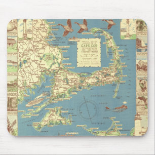 Vintage Cape Cod Map (1940) Mouse Pad