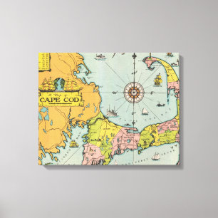 Vintage Cape Cod Map Canvas Print