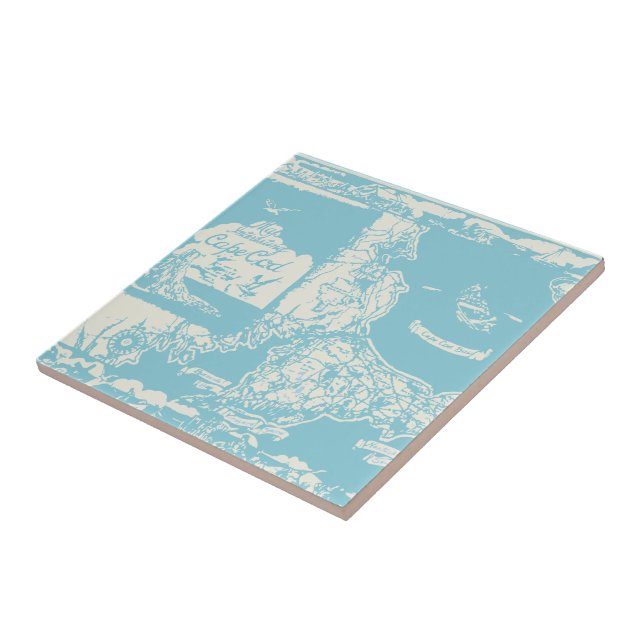 Vintage Cape Cod Map Tile (Side)