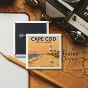 Vintage Cape Cod Massachusetts 2 Inch Square Button