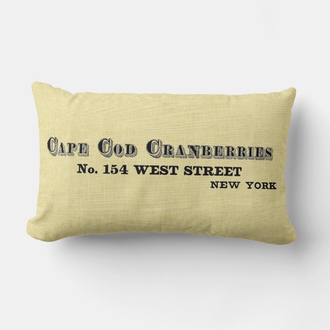 Vintage Cape Code Cranberries Sign Lumbar Pillow (Front)