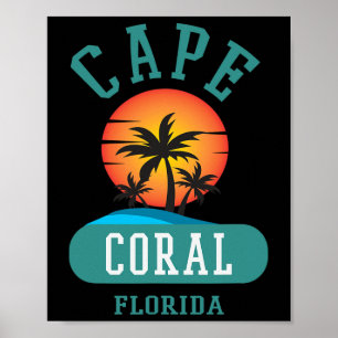 Vintage Cape Coral Florida Beaches Novelty Art Pal Poster