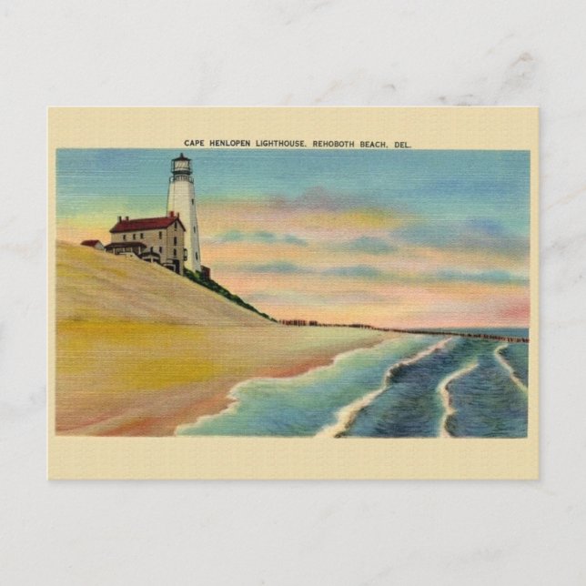 Vintage Cape Henlopen Lighthouse Rehoboth Postcard (Front)