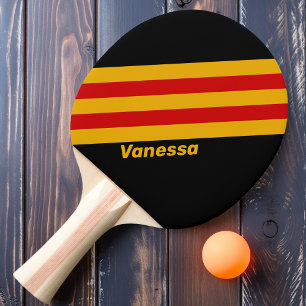 Vintage Capital City Stripes with Name Ping Pong Paddle