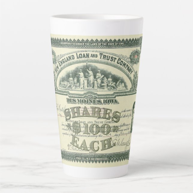 Vintage Capital Stock Certificate Business Finance Latte Mug (Front)