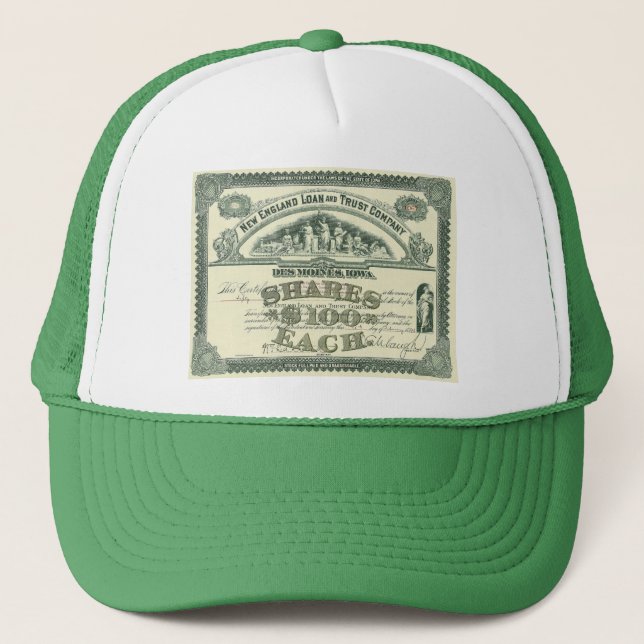 Vintage Capital Stock Certificate Business Finance Trucker Hat (Front)