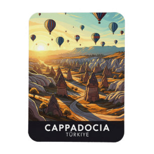Vintage Cappadocia Turkey Hot Air Balloons Travel Magnet