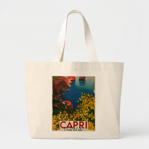 Vintage Capri L'Isola del Sole Italy Large Tote Bag