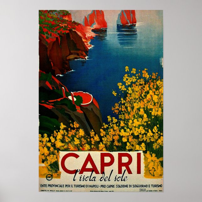 Vintage Capri L'Isola del Sole Italy Poster (Front)
