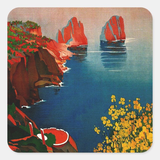 Vintage Capri L'Isola del Sole Italy Square Sticker (Front)