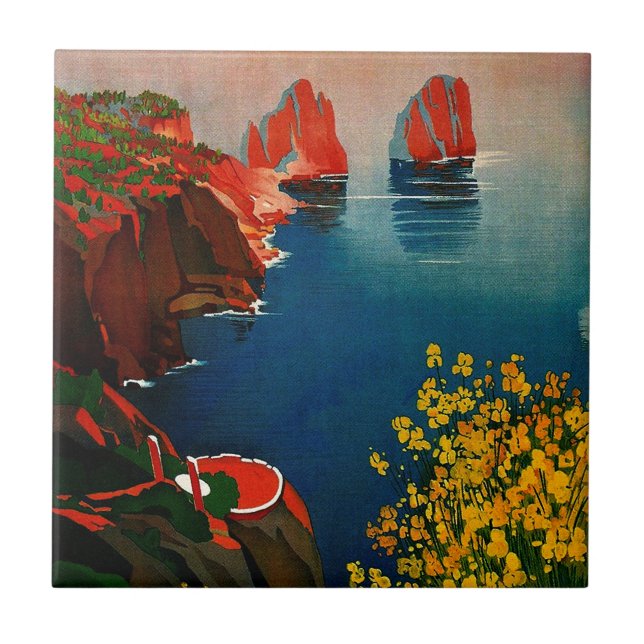 Vintage Capri L'Isola del Sole Italy Tile (Front)