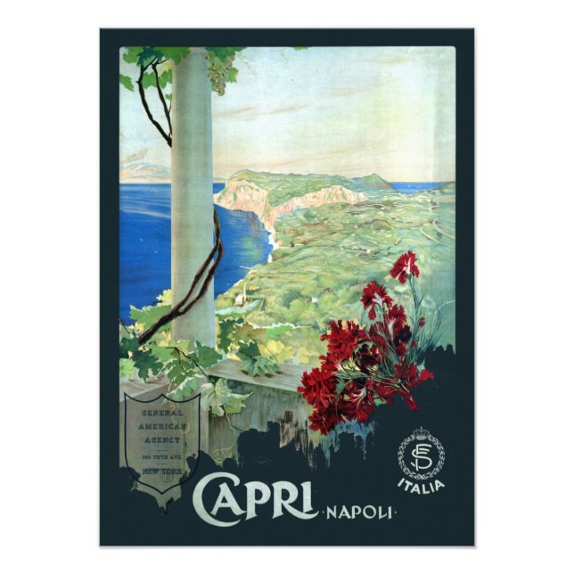 Vintage Capri Napoli Italy Travel Poster (Front)