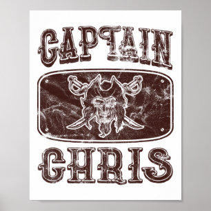 Vintage Captain Chris Personalized Pirate Pontoon Poster