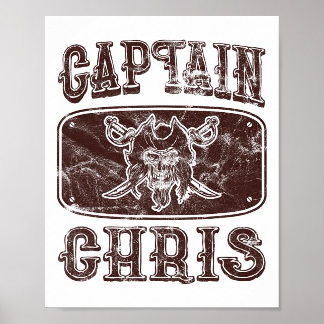 Vintage Captain Chris Personalized Pirate Pontoon  Poster (Front)