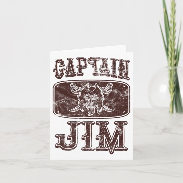 Vintage Captain Jim Personalized Pirate Pontoon Bo Card (Front)