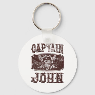 Vintage Captain John Personalized Pirate Pontoon B Keychain