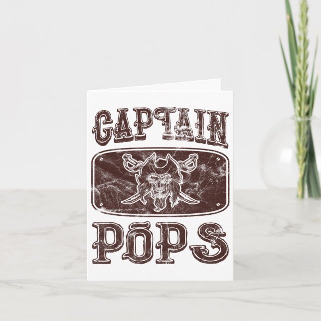 Vintage Captain Pops Personalized Pirate Pontoon B Card (Front)