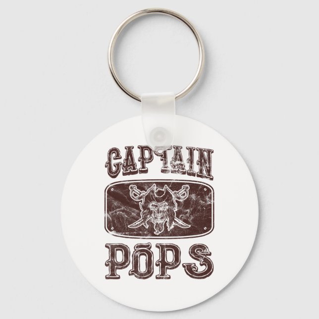 Vintage Captain Pops Personalized Pirate Pontoon B Keychain (Front)