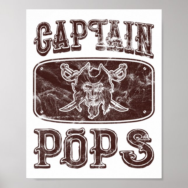 Vintage Captain Pops Personalized Pirate Pontoon B Poster (Front)