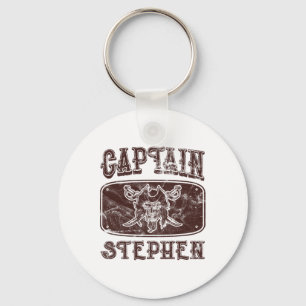Vintage Captain Stephen Personalized Pirate Pontoo Keychain