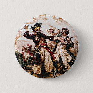 Vintage Capture of Pirate Captain Blackbeard 2 Inch Round Button