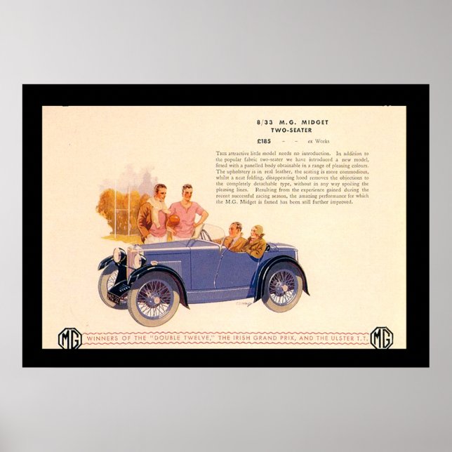 Vintage Car Ad 1920's Poster (Front)