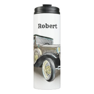 Vintage Car  - Add Name - Coffee  Thermal Tumbler